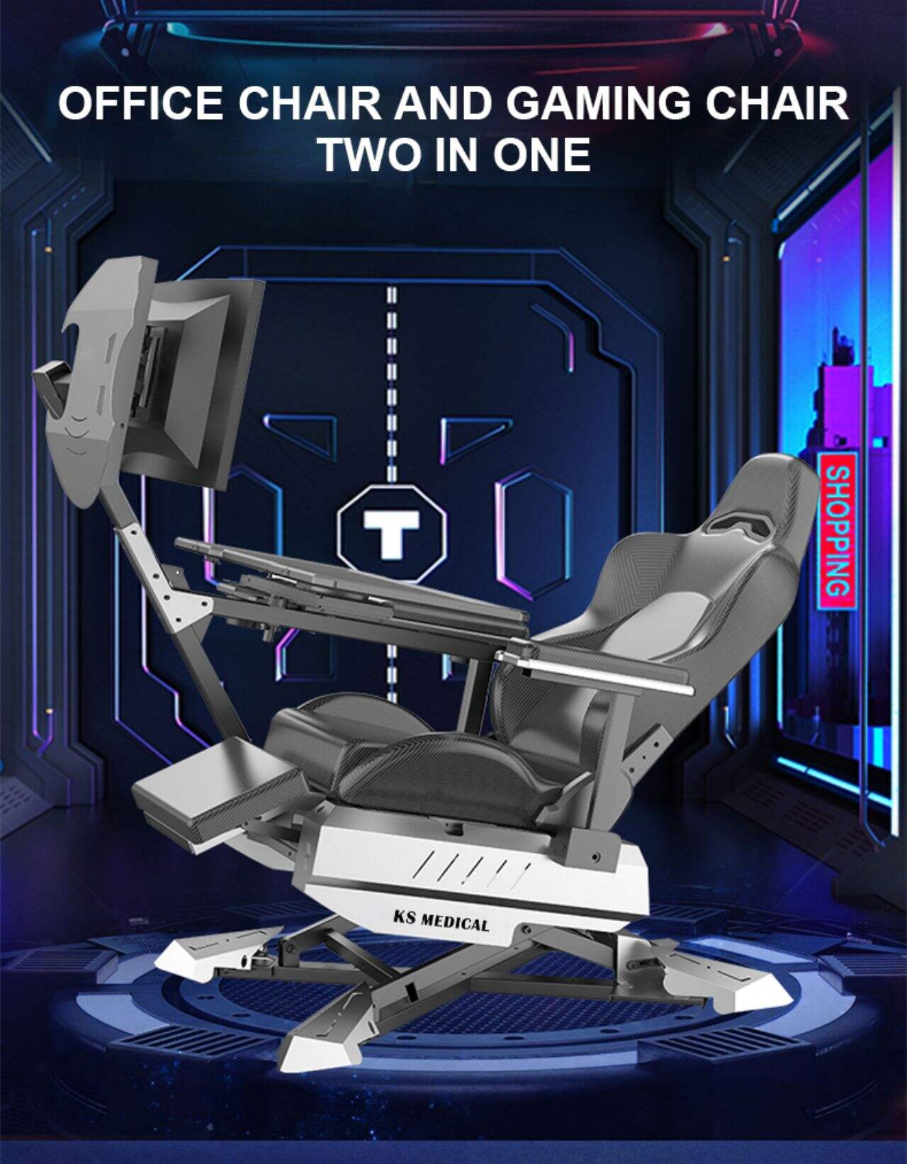 KSM-GCN2 Fully Recline Gaming Chair Cockpit Gaming Gamer Desk and Chairs Zero Gravity Design Best Chair Most Comfortable supplier