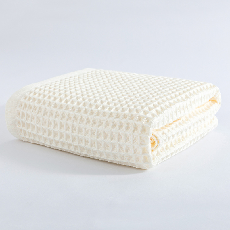 Stock Bath Towel 100% Cotton Waffle Weave Lightweight Quick-dry 70x140cm Solid Color Bath Towel Sets White Bath Hand Face Towels manufacture