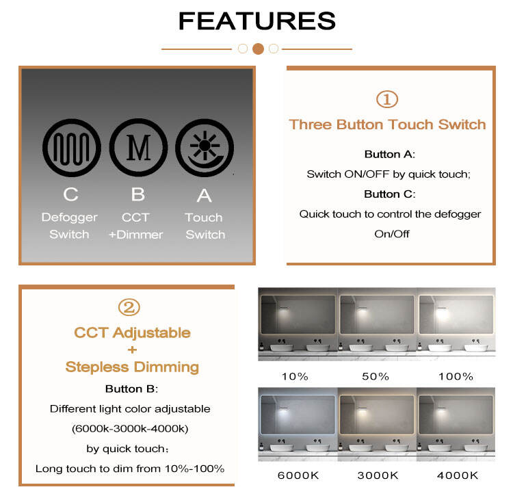 Free Sample 12v Mirror Touch Sensor 3 Buttons Defogger Dimmer Led Strip Light Controller Touch Switch For Hotel Bathroom Mirror supplier