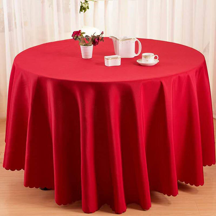 Custom hotel /party/wedding round table cloth pvc table cover 100% Polyester supplier