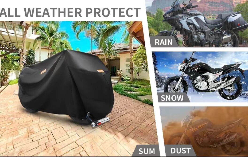 Factory hot sale high quality waterproof 210D full black motorcycle cover details