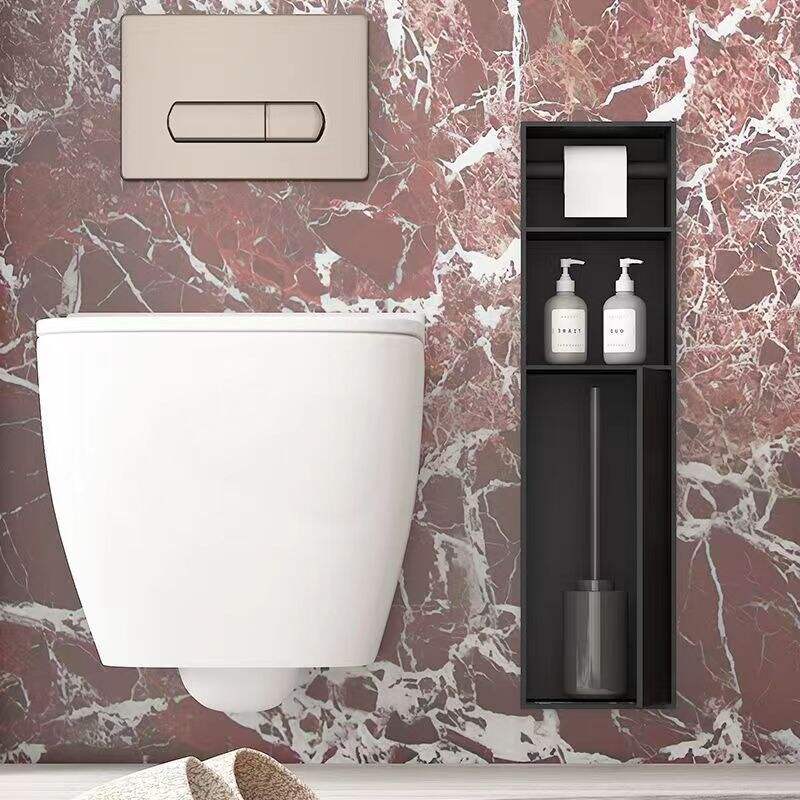 2023 High End Customized Black Wall Mounted  Stainless Steel Bathroom Paper Towels And Toilet Brush Shower Niche Accessories details