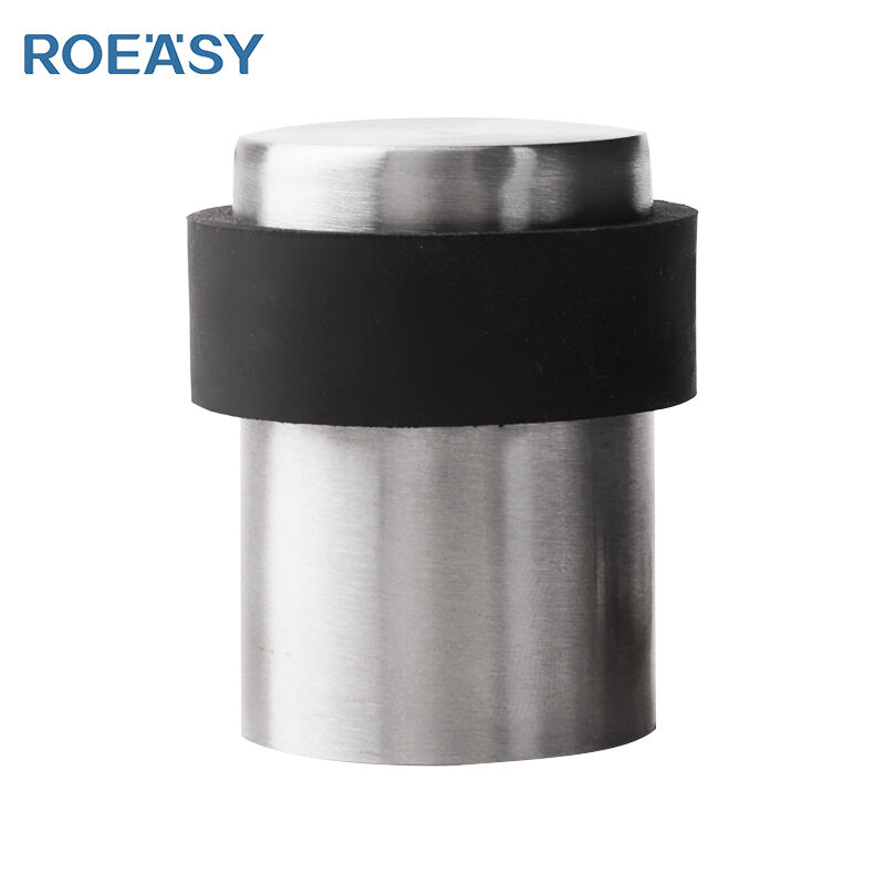 Roeasy 908SS Home Use Stainless Steel Wall Protector Rubber Under Draft Black Door Stopper