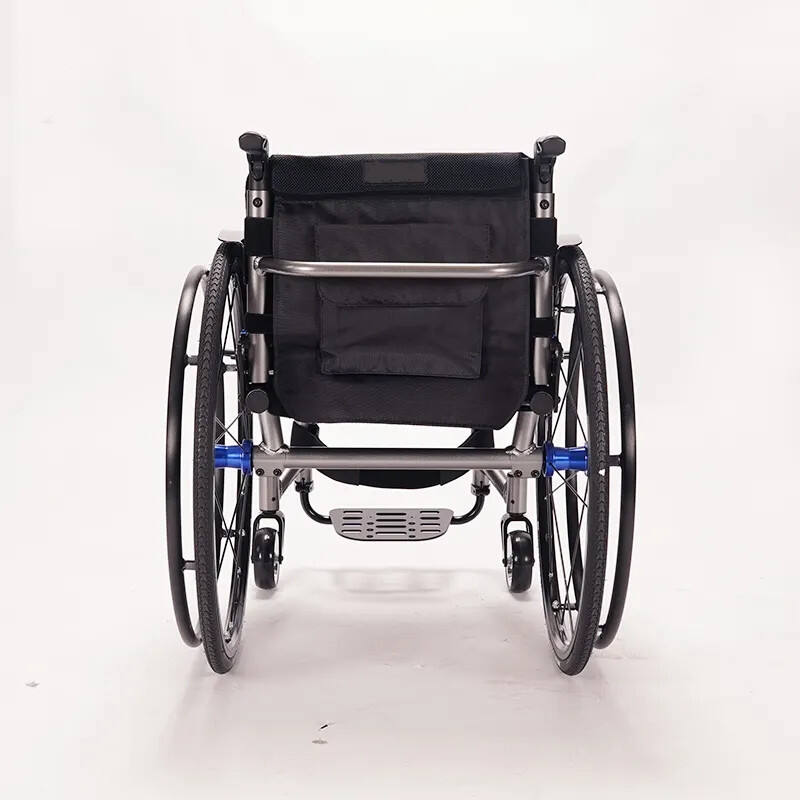 19.6kg aluminium alloy wheelchair Sport wheelchair backrest  push handle foldable big wheels and side guard detachable-BZ-ZJ01 supplier