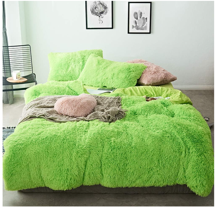 High quality faux fur plush puffy duvet set Tie-dye sand brown zipper color plush velvet quilt bedding set factory