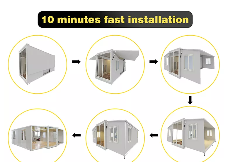 Movable Villa 20 ft expandable steel container home with 2 bedrooms details