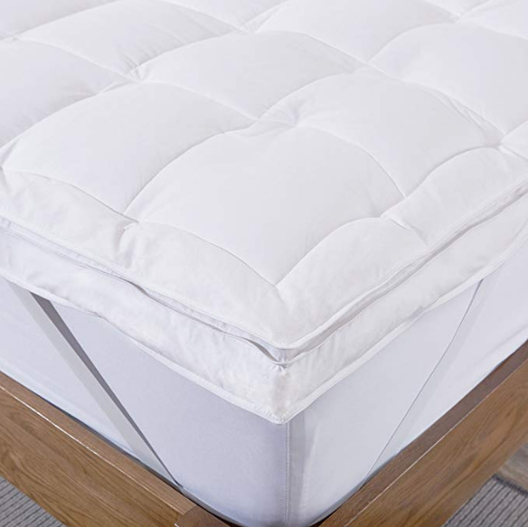 Premium Natural White Bed Topper 100% Polyester Fabric Mattress Pad factory