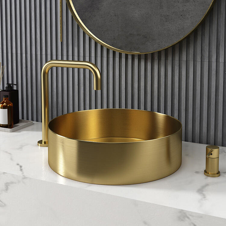 Gold Bathroom Sink Stainless Steel Bathroom Sinks Above counter Art Basin for Bathroom Hotel manufacture