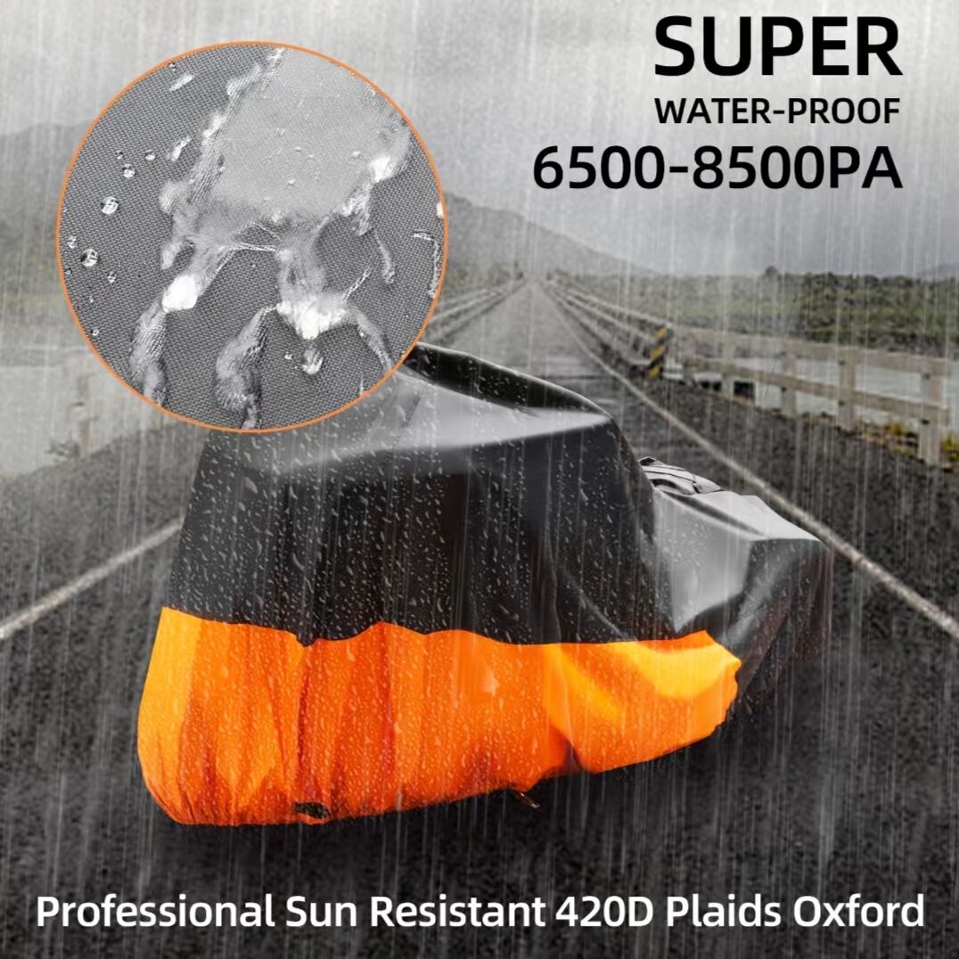 Factory Hot Selling 420D Upper Black Lower Orange Motorcycle Cover Waterproof Outdoor factory