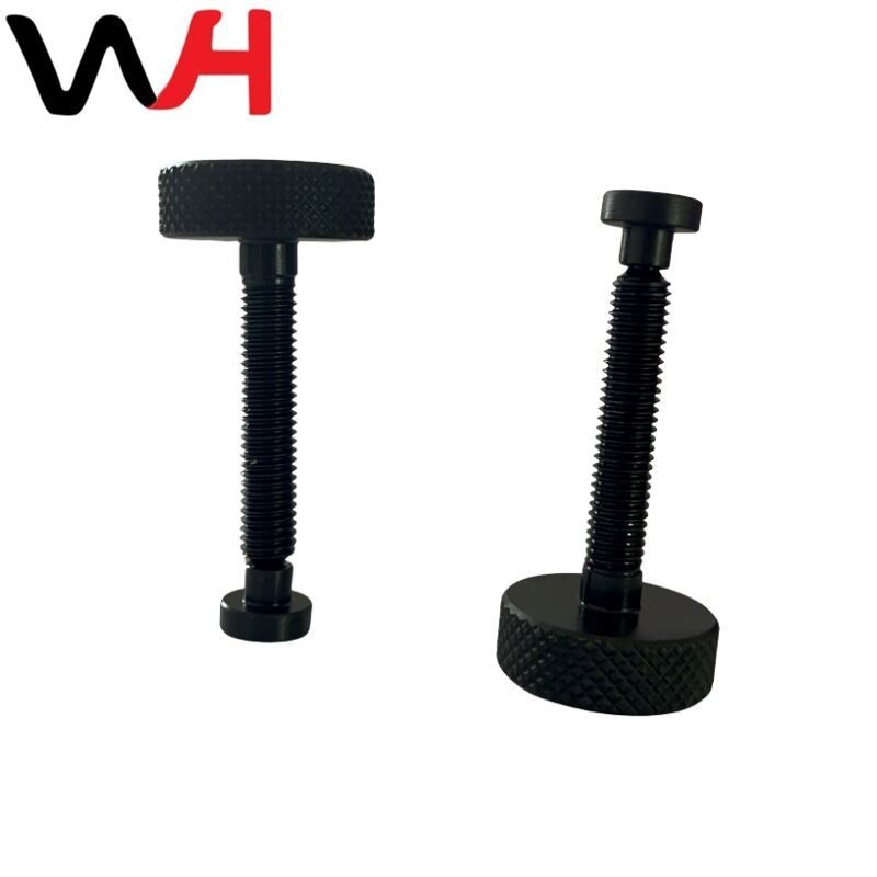 Factory straight flat head knurled hand screw black carbon steel hand screw hand screw knurled bolt quantity large price supplier