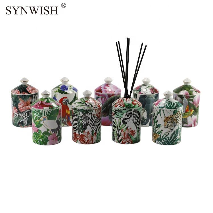 Synwish Custom Logo Bougies Ceramic Candle Jar with Lid Candle Container Empty Candle Vessels For Home Home Decor Wedding Decor