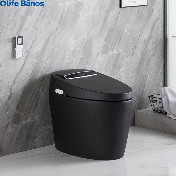 Olife Banos Waterproof Modern Black Smart One-Piece 1.28 GPF Elongated Automatic Toilet  Bidet with Seat details