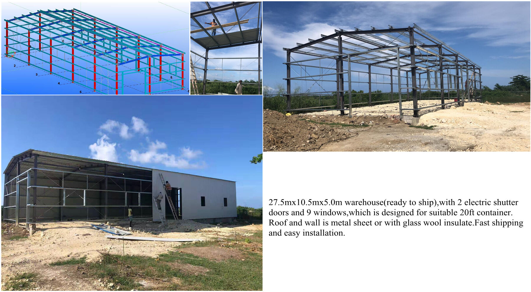 Portable Structure Warehouse Hangar Industrial Design Frontal Steel Frame China Prefab Building Outdoor Storage