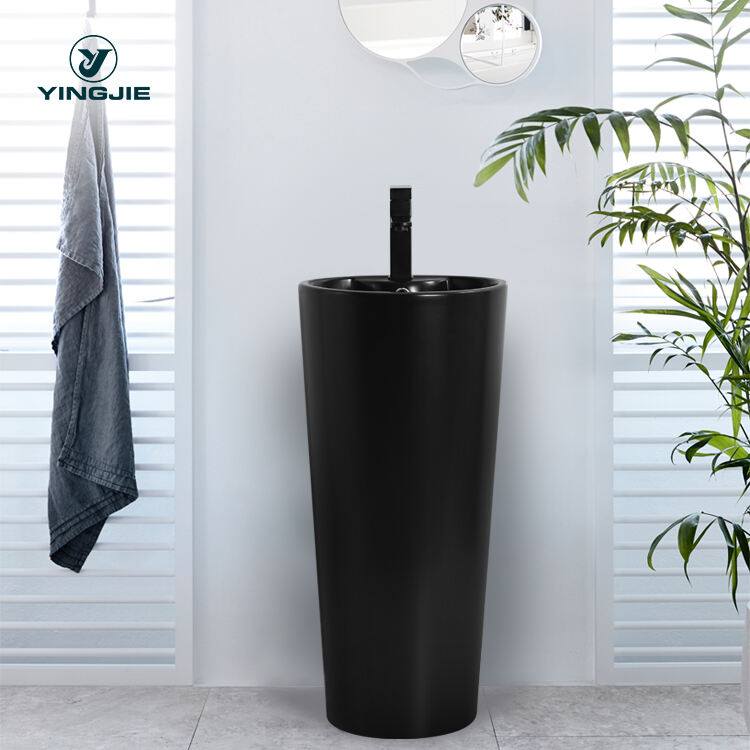 Factory Unique Design Matte Black  High Quality One Piece Customization Pattern Freestanding Basin factory