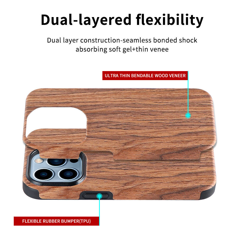 Laudtec Natural Wood TPU Hybrid Case for iPhone 14 13 12 Series Wooden Phone Case Slim Wood Case Mobile Back Cover factory