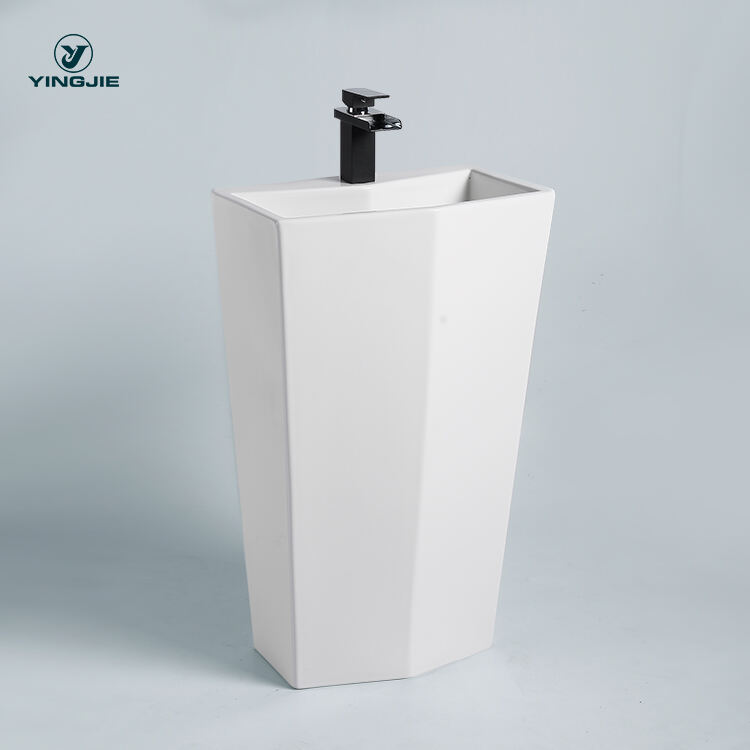 ceramic sanitary wares art basin hand wash pedestal basin for hotel bathroom