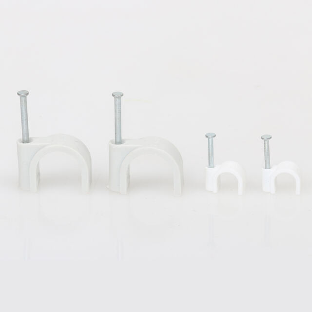 White Plastic Electric Circle Cable Clip with Nails supplier