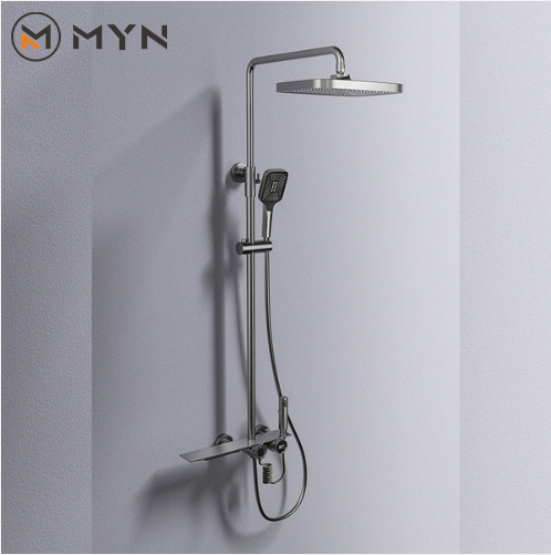 Meiyani Amazon hot sale rainfall water fall  silver  brass matte bathroom shower faucet mixer set taps column manufacture