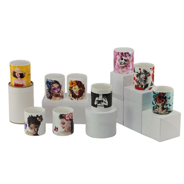 Luxury custom  ceramic porcelain candle jars and boxes small  candle containers with lids manufacture