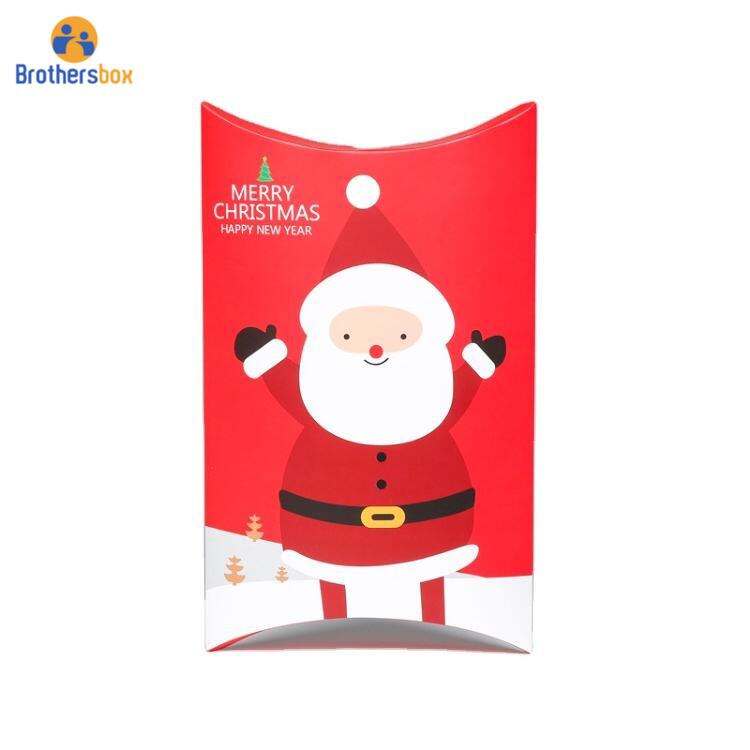 custom christmas cardboard pillow shaped box candy paper gift packaging-0