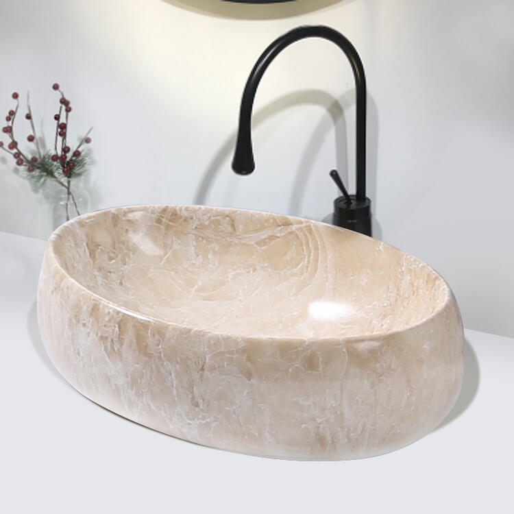 Bathroom Luxury Hotel Vanity Basin Porcelain Marble Look Ceramic Art Marble Wash Basin Countertop Vessel Sink details