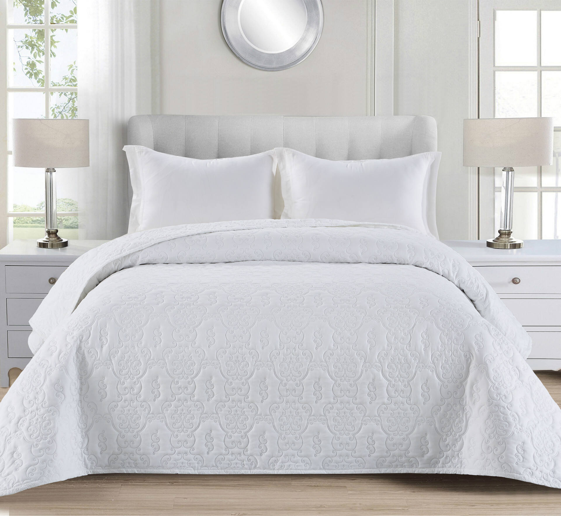 Superior Quality 100% microfiber Lightweight washable home use ultrasonic quilted coverlet