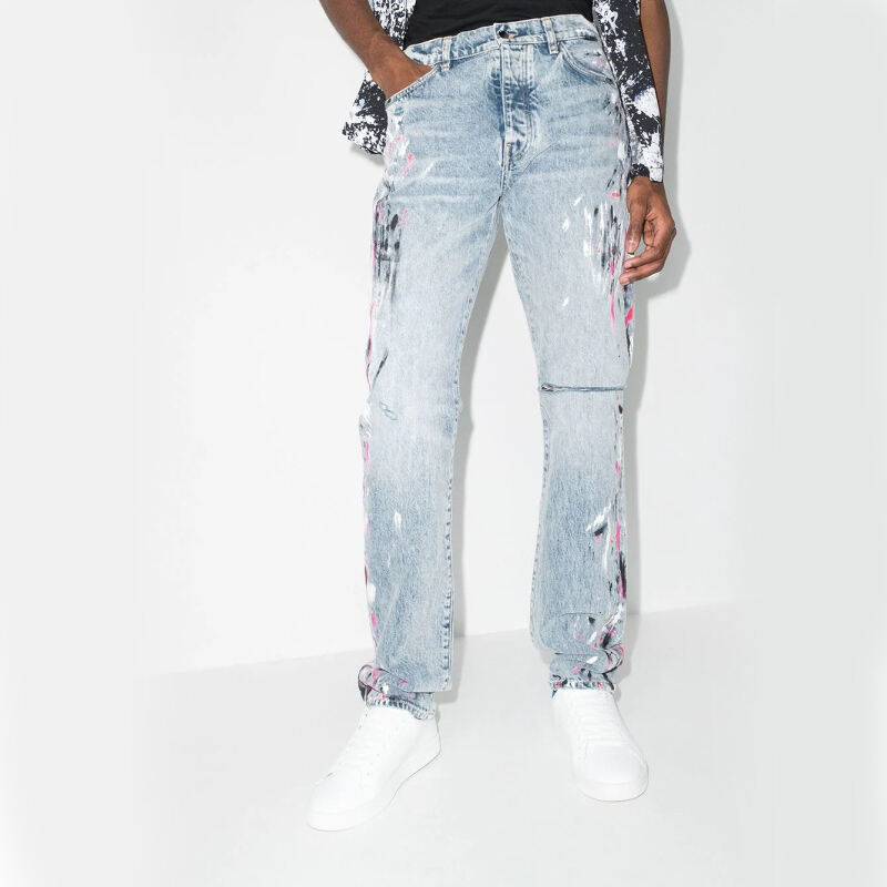 DiZNEW Flare Custom Denim High Quality Washed Graffiti Men's Jeans