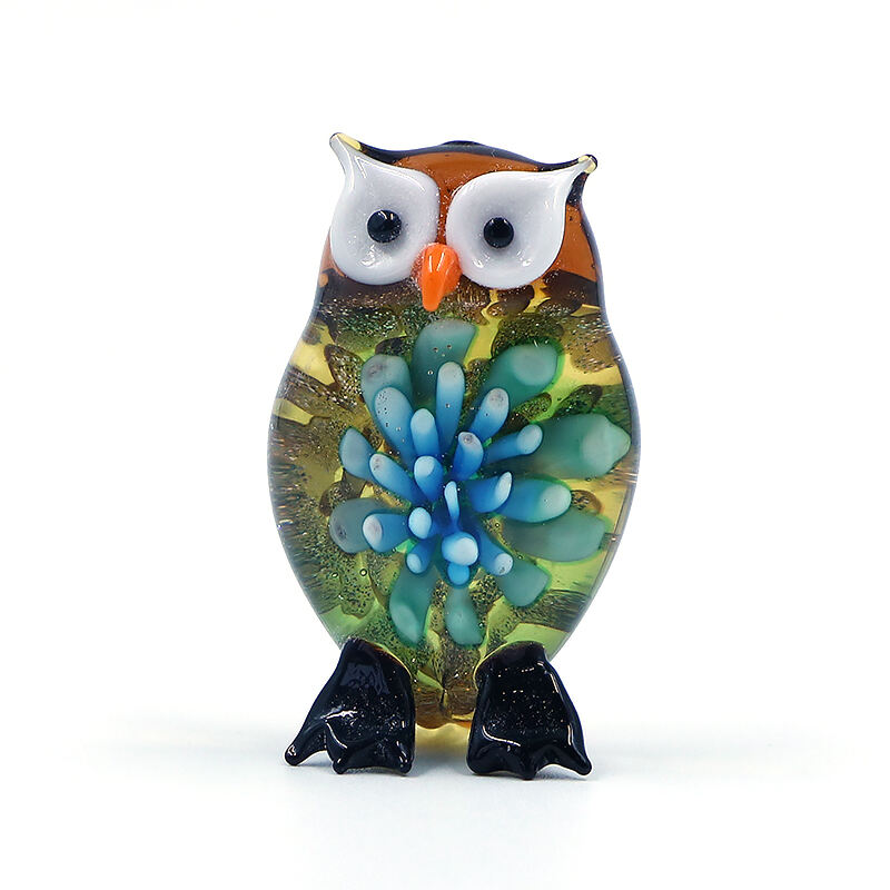 New Arrival Handmade Murano Lampwork Glass Flower Owl Ornament manufacture