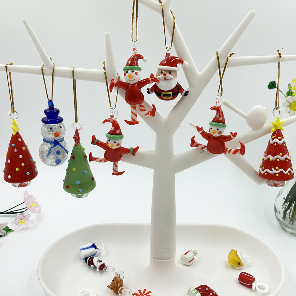 2023 New Arrival Handmade Hanging Murano Christmas Lampwork Glass Figurine Ornament details