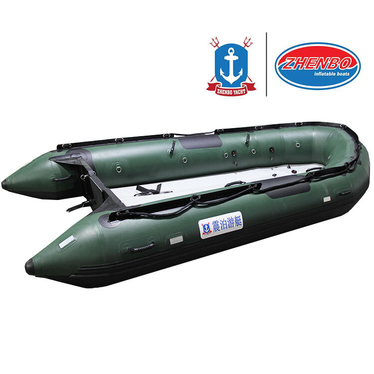 High Quality 13ft 380cm Foldable Rubber Boat Inflatable Rowing Sport Boats for fishing with engine supplier