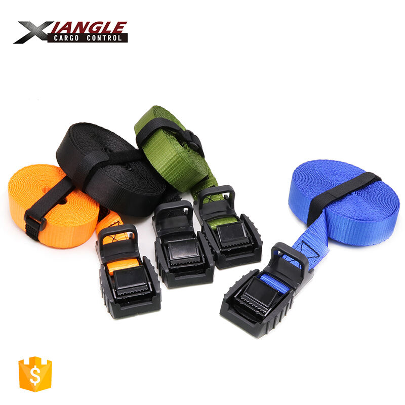 Quick release 1 inch cam buckle strap motorcycle webbing tie down cam lock buckle cargo lashing straps with black pad supplier