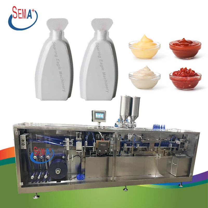 Ketchup mayo chili sauce vial thermoforming automatic plastic bottle small liquid form fill seal machine