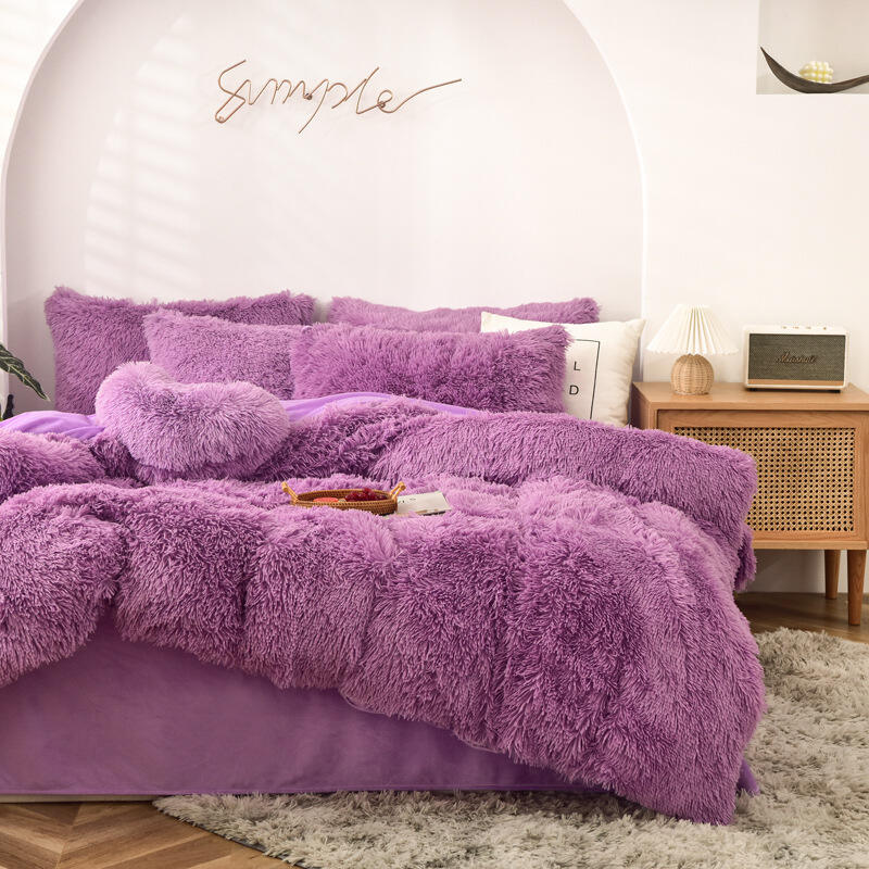 Luxury Velvet Plush Shaggy Ultra Soft Crystal Velvet Duvet Cover fluffy bed sets Fluffy comforter bedding set manufacture