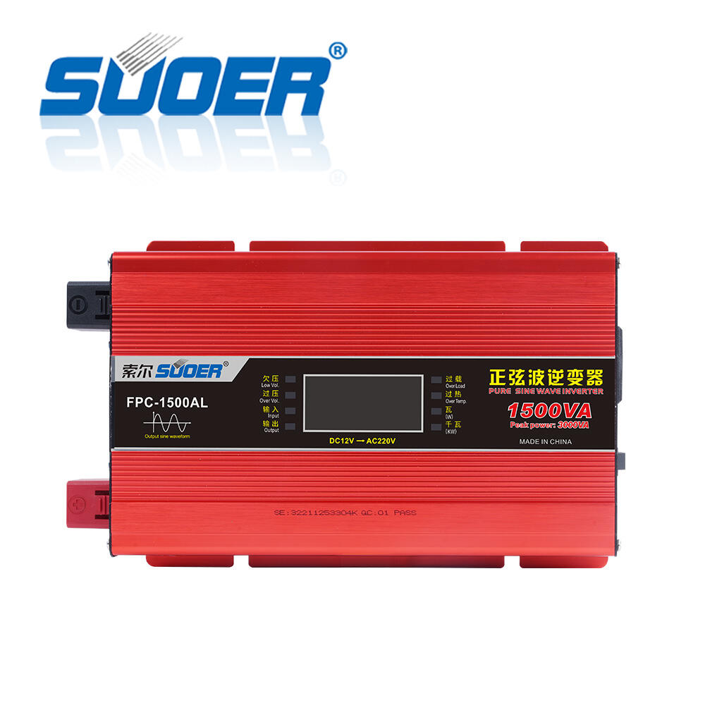 Φορτιστής inverter Suoer 12 v έως 220 v καθαρού ημιτονοειδούς κύματος 1500w μετατροπέας εκτός δικτύου για οικιακή συσκευή