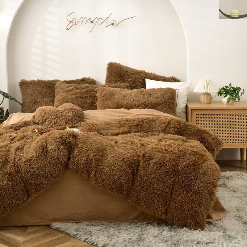 Luxury Velvet Plush Shaggy Ultra Soft Crystal Velvet Duvet Cover fluffy bed sets Fluffy comforter bedding set manufacture