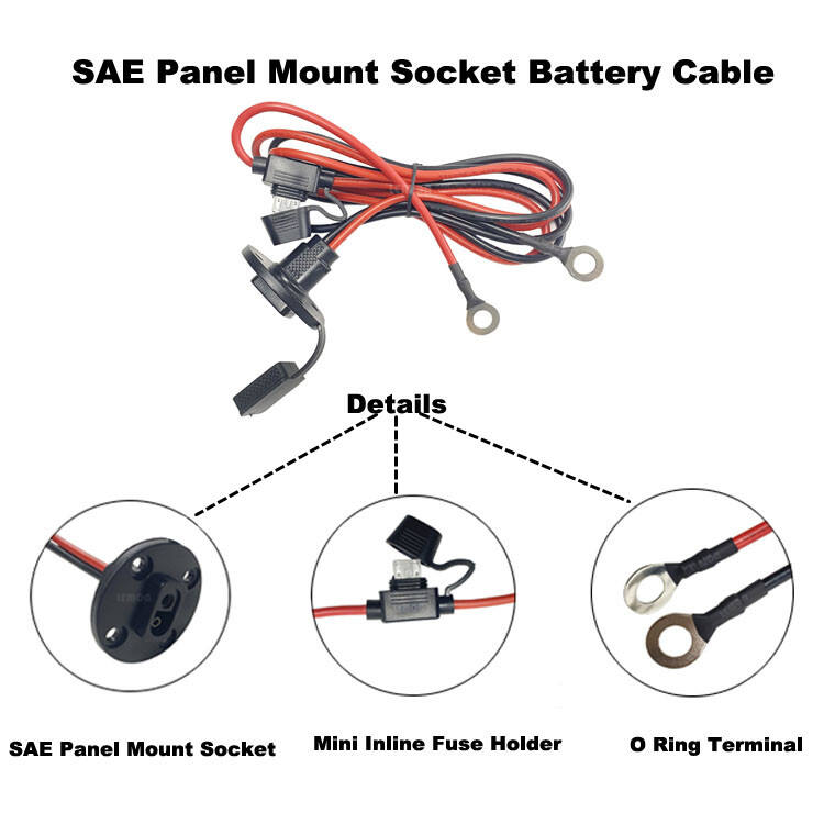 SAE Extension Cable, 2FT 10AWG SAE Battery Connector, Ring Terminal Harness Accessory Cable details