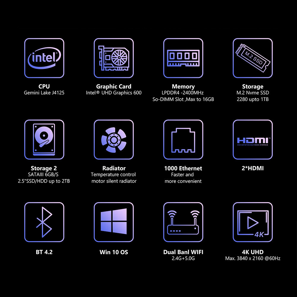 GK2 Intel NUC Mini PC J4125 J4105 Barebones HDMI BT 4.2 Dual band WIFI Win 10 OS Mini Computer factory