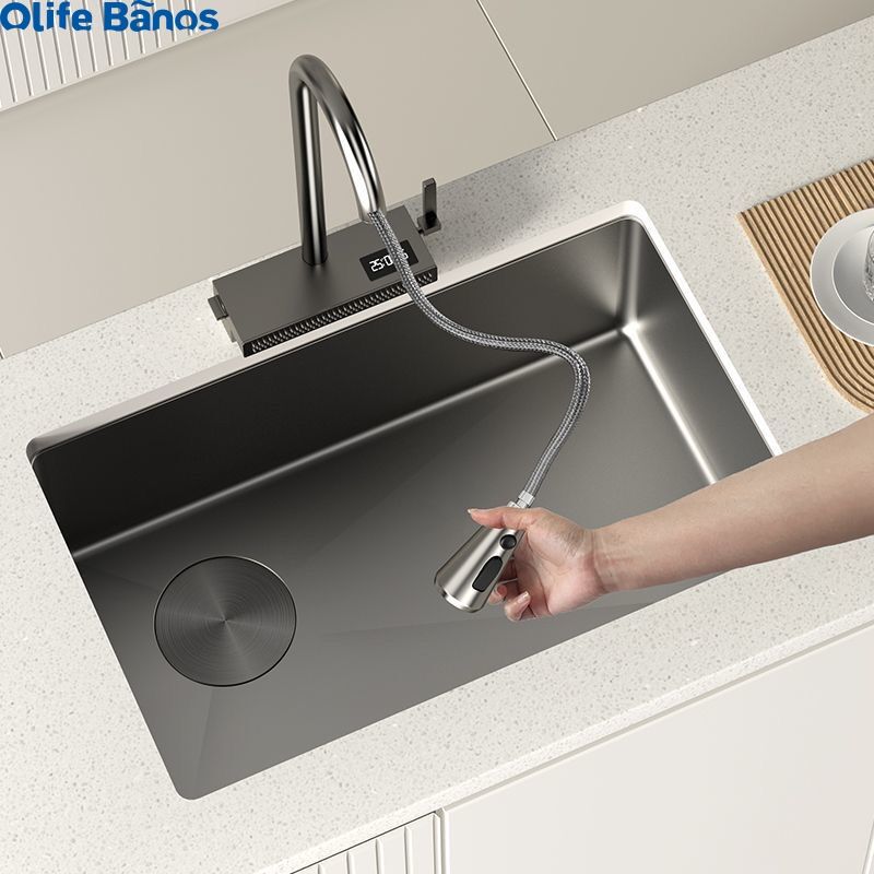 2023 America European Simple Design Durable Wear-resistant Under Counter Nano Black White  Big Single Bowl  Kitchen Sink  Lavabo supplier