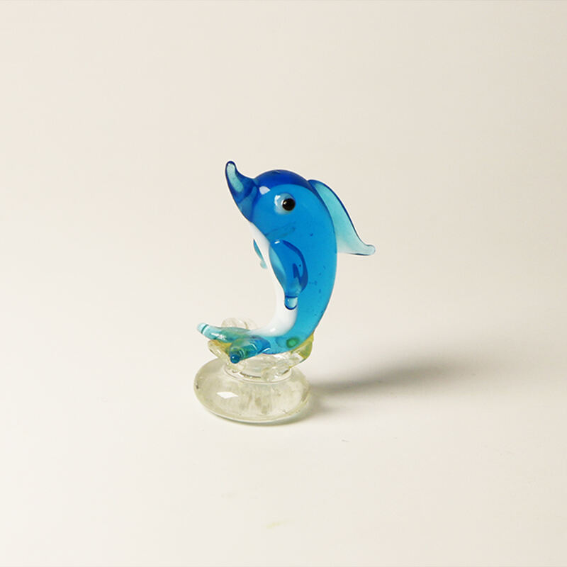 Factory OEM ODE Miniature Animals Murano Glass Dolphin Figurines for Household decoration details