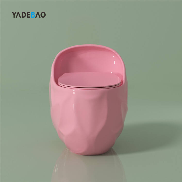 Hotel Bathroom Inodoro Sanitary Ware Wc Round Egg Shape Commode Toilet Bowl One Piece Ceramic Pink Color Toilet details