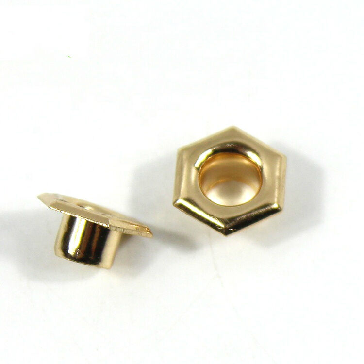 Fast delivery hexagon shape metal brass eyelet for clothing