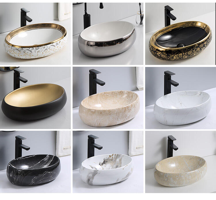 China Wholesale Bathroom Lavabo Gold Luxury Vanity Basin Cabinet Sink CE CUPC Ceramic Art Wash Basin Countertop Bathroom Sink supplier