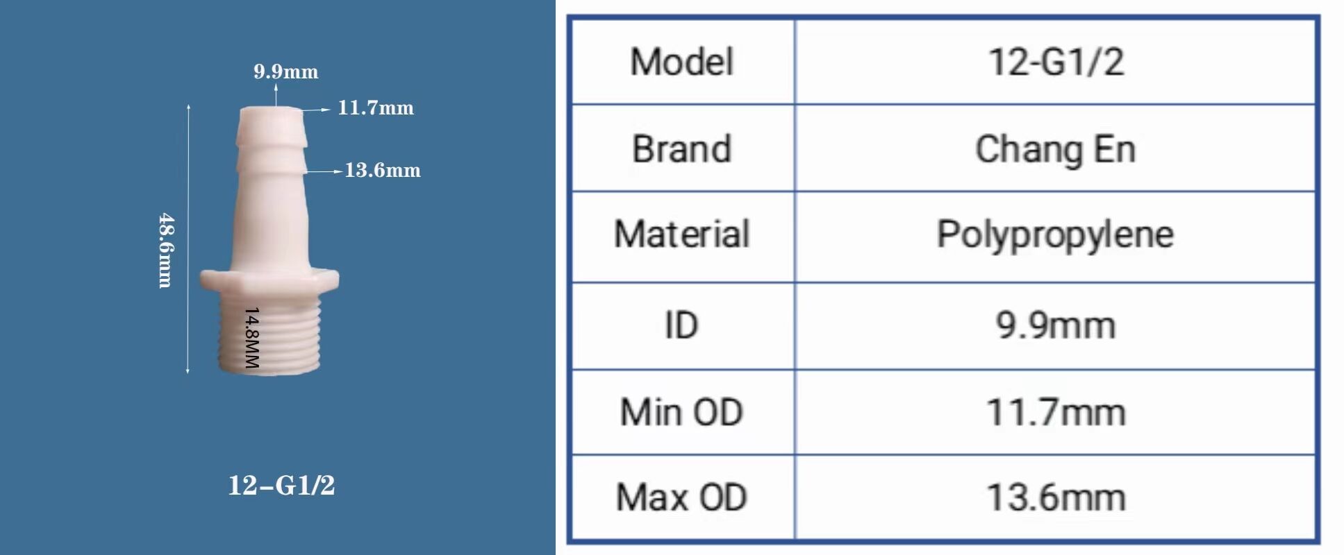 G1/2 Threaded English Screw Plastic PP Male Pagoda Quick Connect Fitting Polypropylene Straight Connector details