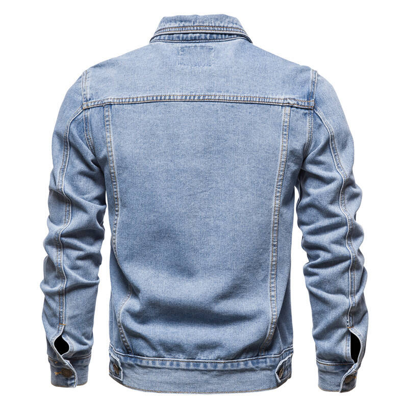 Customation High Quality Man Simple Casual Lapel Joker Blue Denim Coat Men's Large Size Jean Jacket Men's Jean Jacke Coats factory