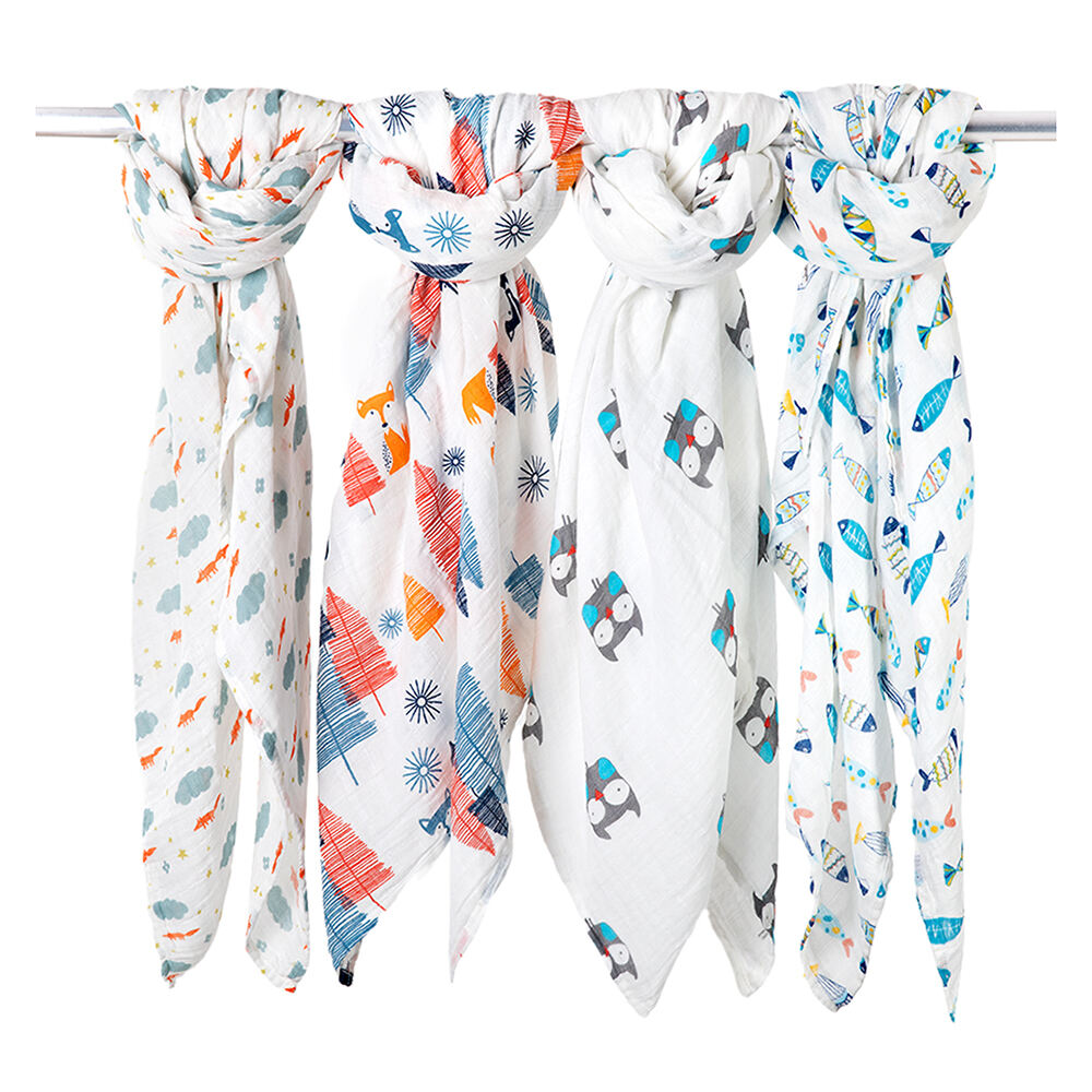 Custom Print Bamboo Cotton Swaddle Blanket Baby Muslin details