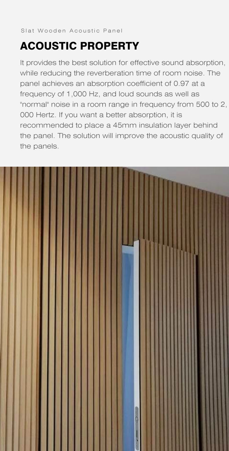 Interior Door Indoor Design Acoustic Wood Wall Panel slatted sound proof acoustic panel factory