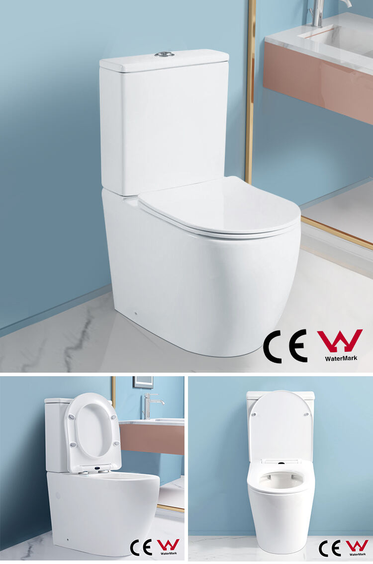 Watermark Inodoro Fashion Rimless Washdown Ceramic Water Closet Commode Two-piece Round Toilet details