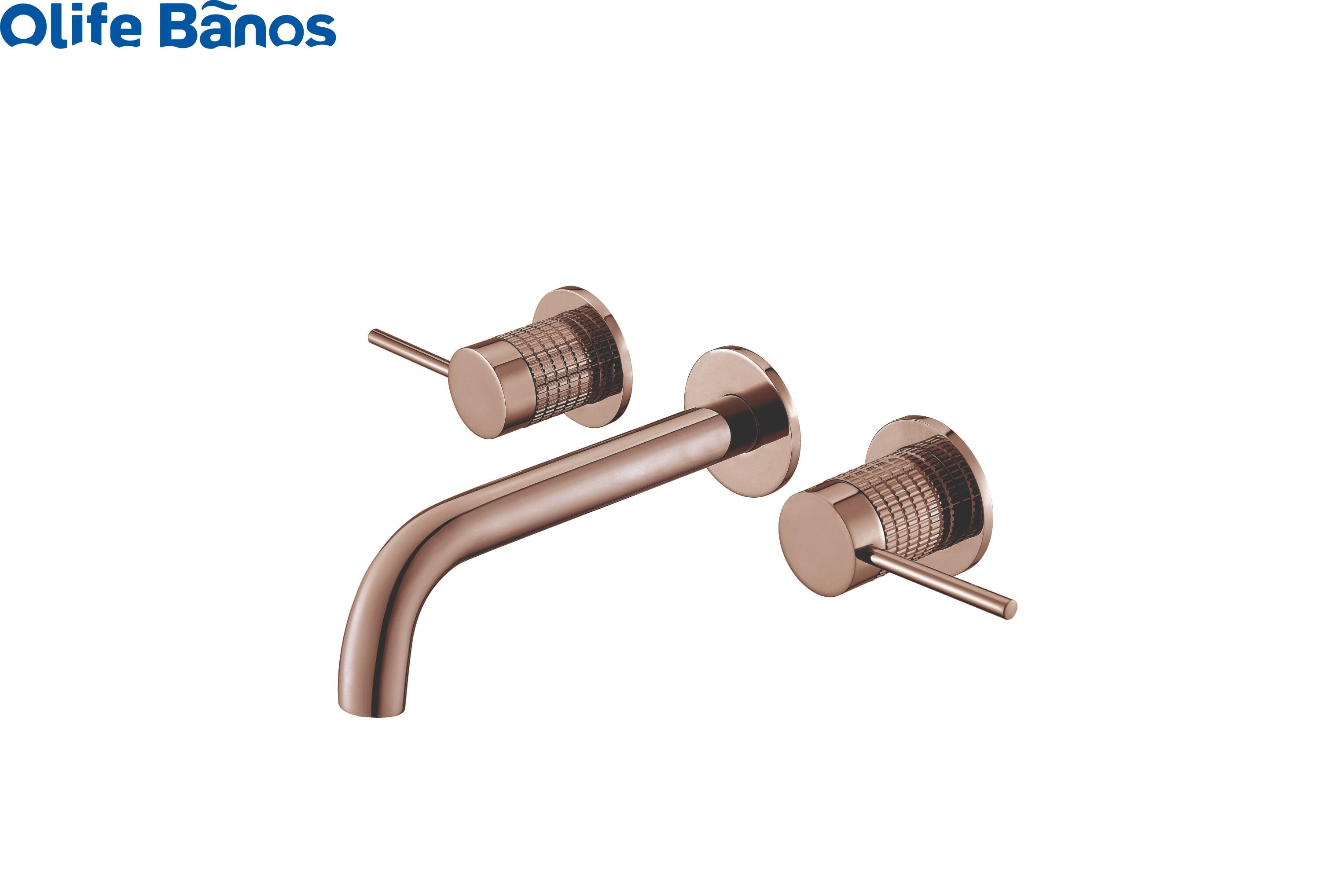 Guangdong Bathroom 3 Hole Old Wall Mount Bathroom Basin Taps concealed brushed gold basin mixer Hot and Cold faucet supplier