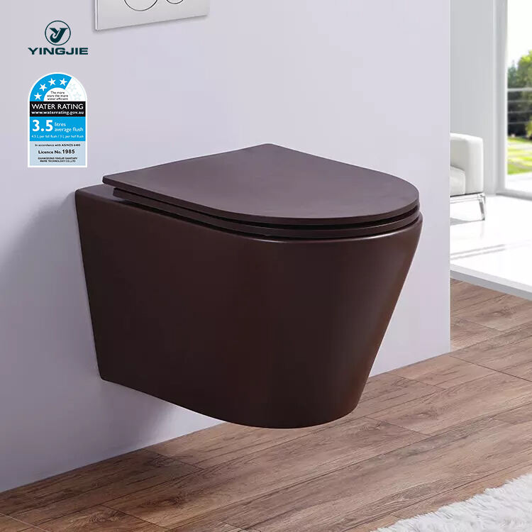 factory WC sanitary ware commode elegant bathroom brown Glazed ceramic wall hung toilet for bathroom