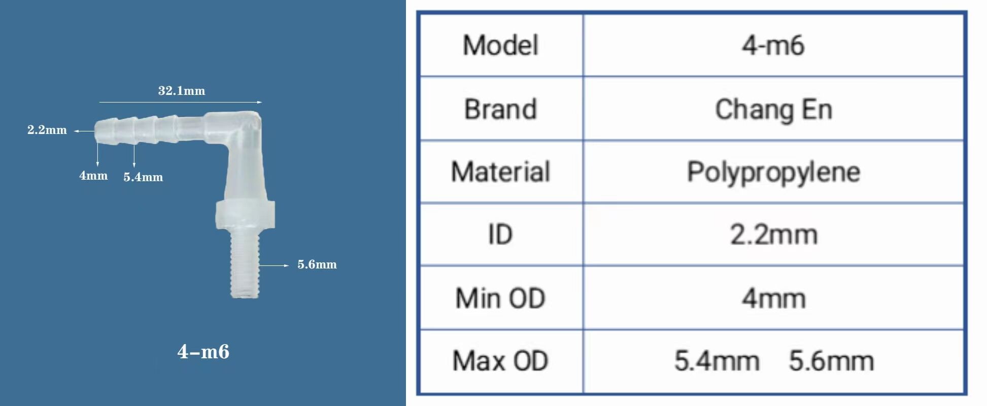 Chang En Food-Grade Right Angle Threaded Plastic Elbow Tube Connector Water Nozzle Gas Application OEM Customizable PP Body details